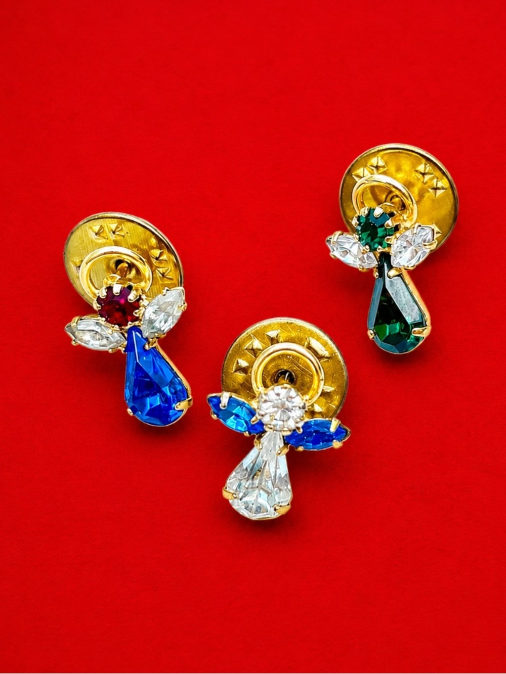 3 GEMSTONE ANGEL PINS